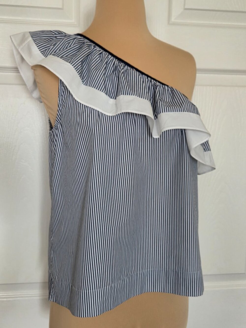 J.Crew Striped One Shoulder Ruffle Top - Picture 13 of 16